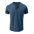 thumbnail image 4 of Men's Spring Summer Retro T-Shirt - Business Casual Travel Buttons O Neck Solid Short Sleeve, 4 of 5