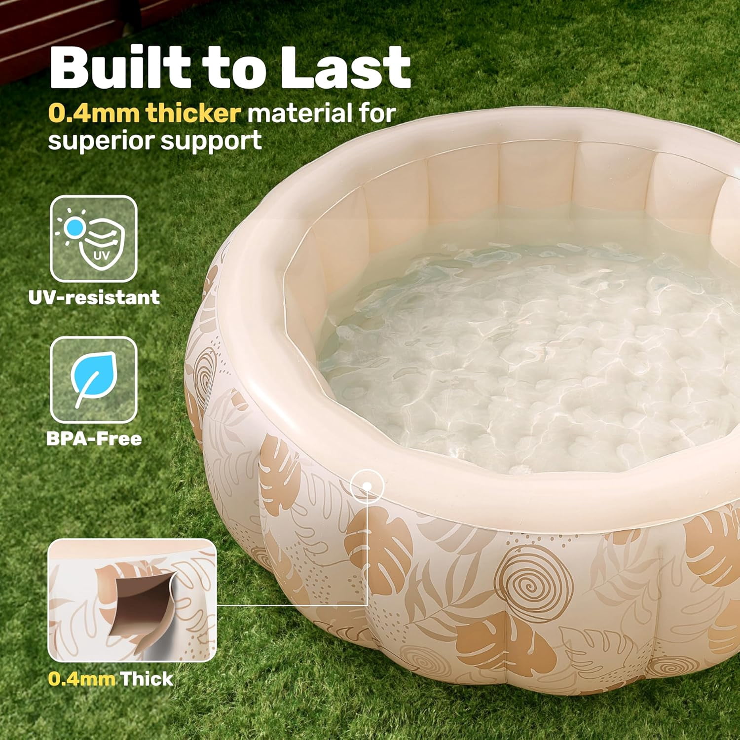 Inflatable Swimming Pool,5.5ft x 20 Inch Full-Sized Blow Up Durable Thickened Luxury Above Ground Family Pool with Comfortable Backrest for Summer Water Party Backyard Garden Lawn