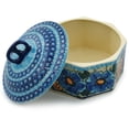 thumbnail image 2 of Polish Pottery 6¾-inch Jar with Lid (Corn In The Blue Theme) Signature UNIKAT Hand Painted in Boleslawiec, Poland + Certificate of Authenticity, 2 of 6