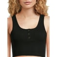 thumbnail image 4 of No Boundaries Crop Henley Tank Top, Women's and Women's Plus, 4 of 5
