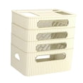 thumbnail image 5 of Router Storage Box Cord Arrangement Box Router Organizer Large Capacity Space Saving Wire Cable Storage Case for Bedroom Office Home Decor , Beige 4 Tier, 5 of 9