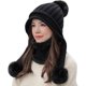 thumbnail image 1 of Gorro de invierno para mujer, conjunto de bufanda circular peruano, orejeras de esquí, 1 of 5
