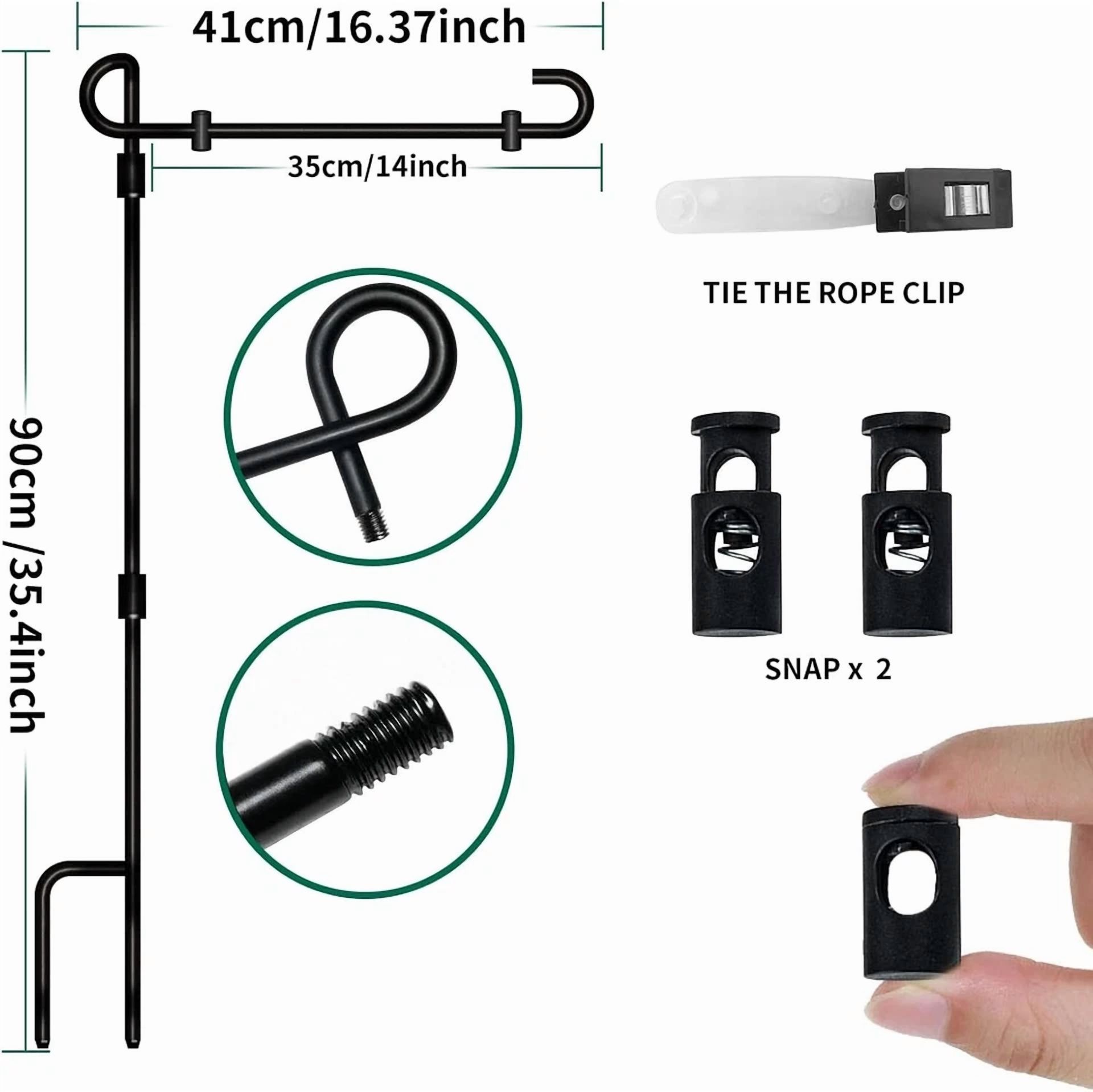 CRESTIN- Garden Flag Stand Premium Yard Flag Pole Holder (35.4''×16.4'') Metal Black