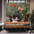 thumbnail image 3 of Black Cat Shower Curtain, Cats Bathroom Set Country Farm Flower Plant Shower Curtain Rural Style Rustic Shower Curtains Bathtub Decor with 12 Hooks 72x72 Inches, 3 of 6