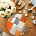 thumbnail image 2 of Burnt Orange Round 15 Inch Placemats Set of 8, Grey Modern Abstract Art Oil Painting Geometric HeatResistant Non Slip Place Mats for Dining Table, Wipeable Braided Kitchen Table Mats for Housewarming, 2 of 9