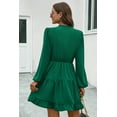 thumbnail image 2 of Women's V Neck Tie Neck Long Sleeve Dress 95% Polyester 5% Elastane Elegant Everyday Classic Fit Casual Office Ready, 2 of 11