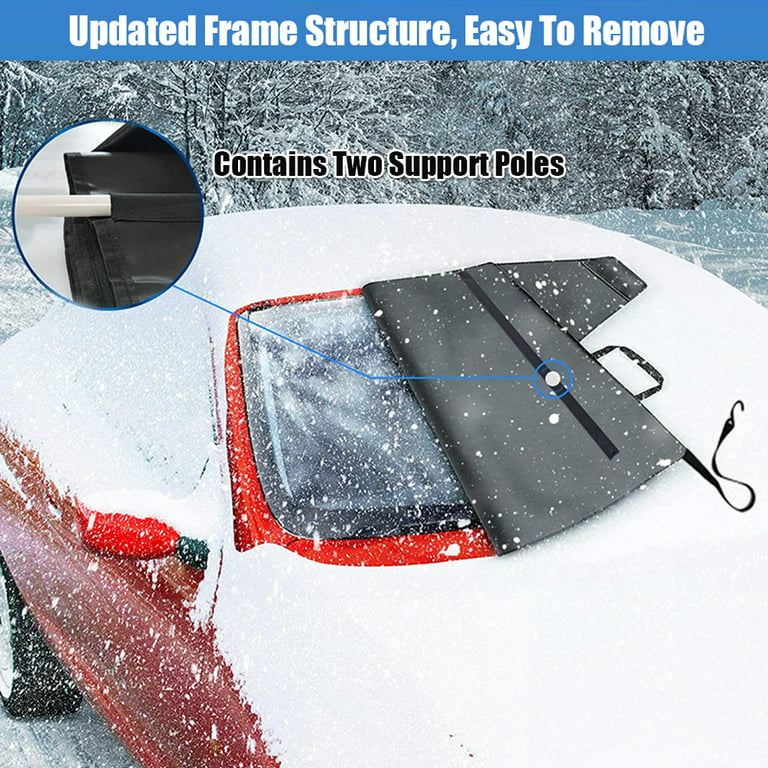 2win2buy Front+Rear Windshield Cover for Ice and Snow, Windscreen Snow  Cover with Elastic Hooks Mirror Protector, Winter Windshield Covers Shield