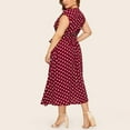 thumbnail image 5 of gakvbuo Plus Size Dress For Women Wedding Guest Women's Casual Plus Size V-neck Sleeveless Polka Printed Button Belt Dress, 5 of 9