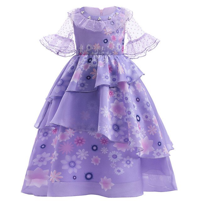 Disney Princess Dress 2023 Girl Mirabel Isabela Elsa Anna Costume Kid Birthday Party Clothes Halloween Cosplay Encanto Frozen1/25T (120) Gao Jinjia LED