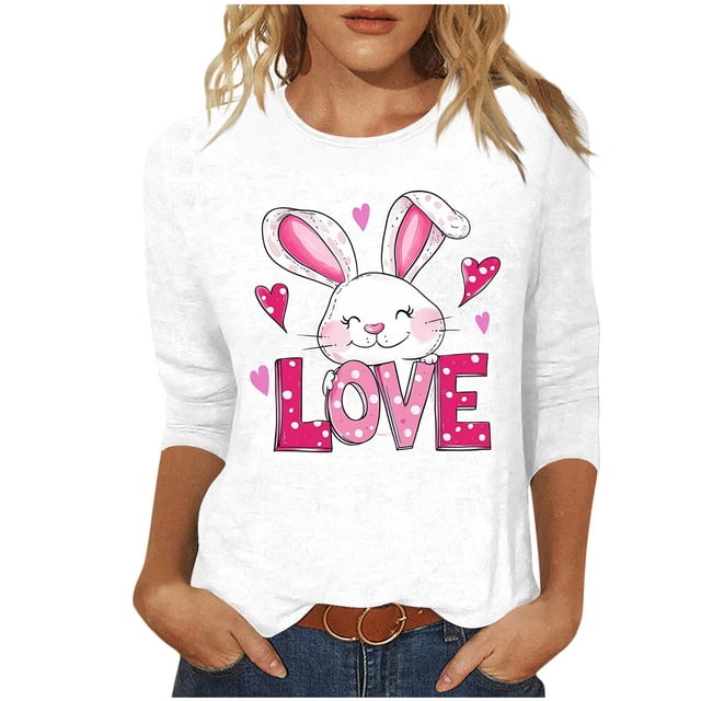 Camisetas Casuales de las Mujeres Impresas 3/4 Manga Cuello Redondo Blusa, Moda Ligera Superior para el Hogar Y el Uso Diario, Cómoda Imitación de la Tela Del Estante