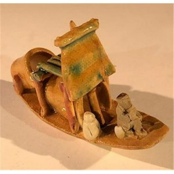 Bonsai Boy e3377 Glazed Figurine - Man on Sampan Boat - Small