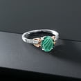 thumbnail image 4 of Gem Stone King 2.04 Ct Oval Green Malachite White Diamond 925 Silver and 10K Rose Gold Ring (Size 9), 4 of 4