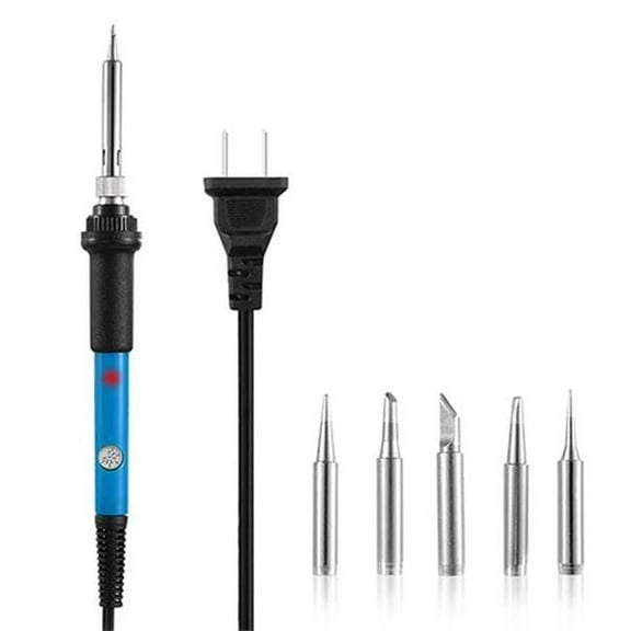 Soldering Iron 110V 60W Adjustable Temperature PCB Electric Welding Iron with 5 Piece Different Tips