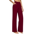 thumbnail image 2 of Womens Pants Casual Loose Cotton-Linen Wide Leg Drawstring Elastic Waist Solid Color Pockets Long Pants, 2 of 8