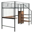 thumbnail image 2 of Kacho Loft Bed, Twin Size Metal Loft Bed with Desk and Metal Grid, Stylish Metal Frame Bed with Lateral Storage Ladder and Wardrobe, Space Saving, Noise Free, No Box Spring Needed, Black, 2 of 12