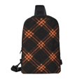 thumbnail image 3 of Chest Bag Dual Pocket 11.8×7.7×2.4in Waterproof Double-Pocket Large Capacity With No Inner Pouch Pockets And Double Drawstrings Argyle Plaid Darkorange_1, 3 of 8