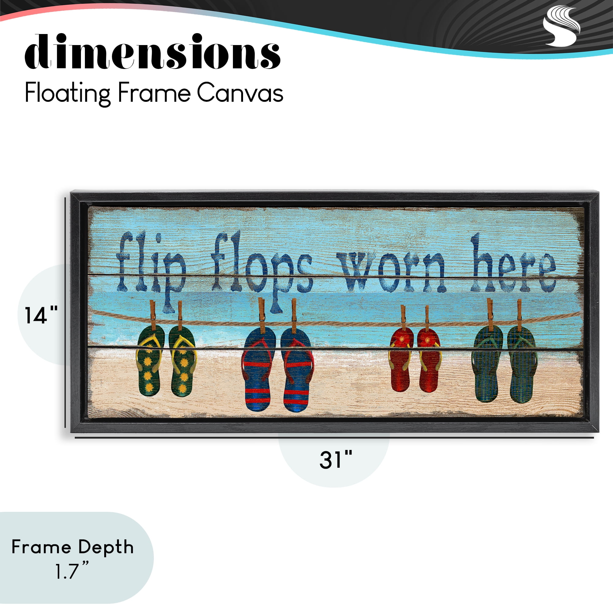Stupell Industries Flip Flops Worn Here Black Framed Floater Canvas Wall Art, design by Gail Fraser
