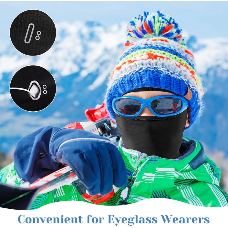 Kids Balaclava Ski Mask - Thermal Windproof Face Cover For Cold Weather, Ages 4-12, Black