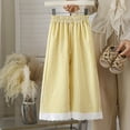 thumbnail image 2 of larppty Toddler & Little Girls' Gingham Wid Leg Pants with Lace Trim, 2 of 4