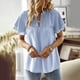 thumbnail image 5 of Top de manga corta con volantes en capas para mujer, blusa de ganchillo con cuello en V y volantes de verano para trabajo de oficina, 5 of 8
