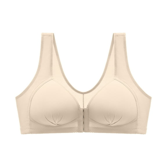 JGTDBPO Front Closure Bras For Women Plus Size Comfortable Full Coverage Bras Lace Front Snap Bras Post Surgery Vest Breathable Gathering Front Opening Buckle Bra Wireless Minimizer Bra Everyday Bra