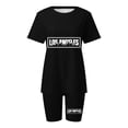thumbnail image 5 of ibiyuan Womens 2 Piece Outfits Stylish Women's Casual Two Piece Set Round Neck Short Sleeve Top and Shorts Outfit, 5 of 5
