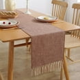 thumbnail image 1 of Nvzi Camino de mesa con borlas, marrón, 33x122cm - Camino de mesa de poliéster, camino de mesa fino, camino de mesa rústico, camino de mesa decorativo para el hogar, 1 of 4