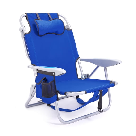 Silla plegable portátil reclinable para playa Canpsky, azul