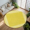 thumbnail image 3 of Yellow Geometric 8ft Round Rug, White Greek Key Design Burlap Modern Art Non-Skid Rubber Backing Large Area Rugs - Living Room Bedroom Home Office, Indoor Floor Mat Carpets Washable Rug, 3 of 9