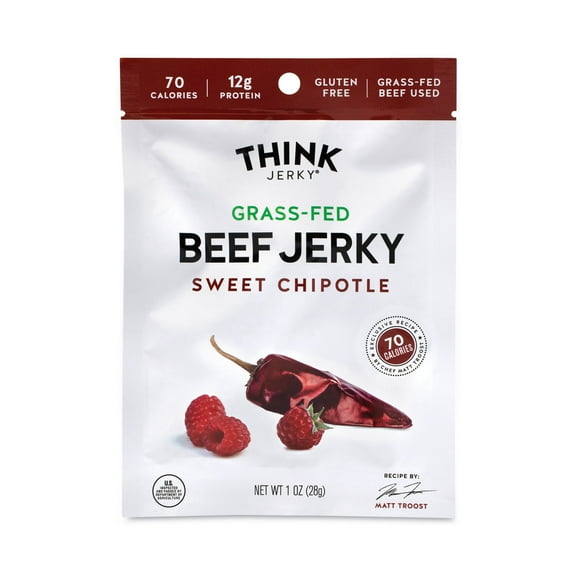 Think Jerky GRR22000985 Sweet Chipotle Beef Jerky, 1 oz Pouch - 12 Count