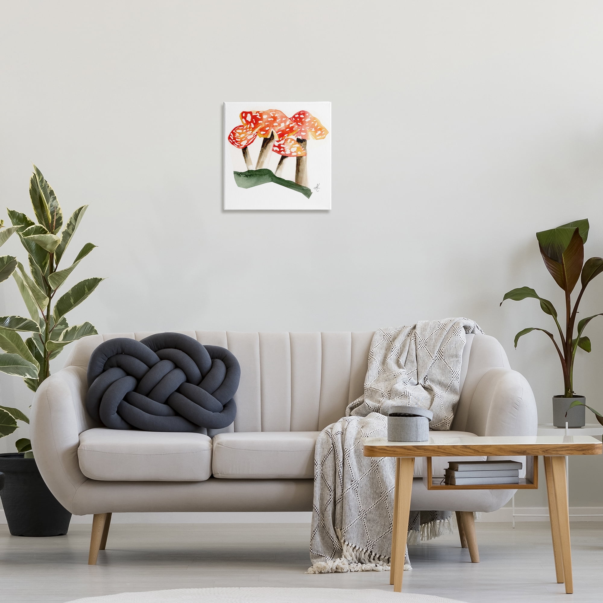 Stupell Industries Dotted Red Mushrooms Plants & Flowers Painting Wrapped Canvas Art Print Wall Art, 17 x 17