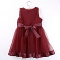 thumbnail image 2 of Kmbangi Girls Tulle Princess Dress Solid Color V-Neck Bow Evening Sundress, 2 of 7