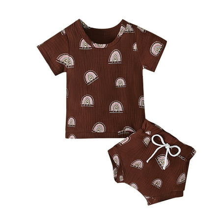

Baby Boy Girl Clothes Short Sleeve Summer Print T Shirt Tops Shorts Casual 3Y Toddler Outfit