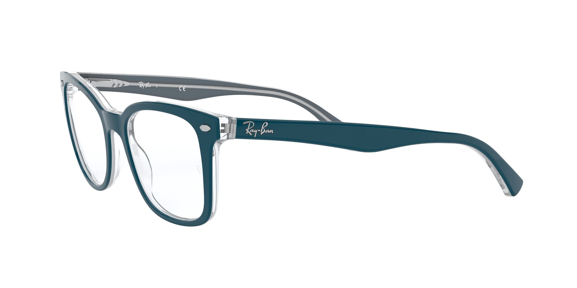 Ray-Ban RB5285 Optics Glasses, Prescription Eyeglasses with Case, Demo Lens/Turquoise On Transparent, Size 53