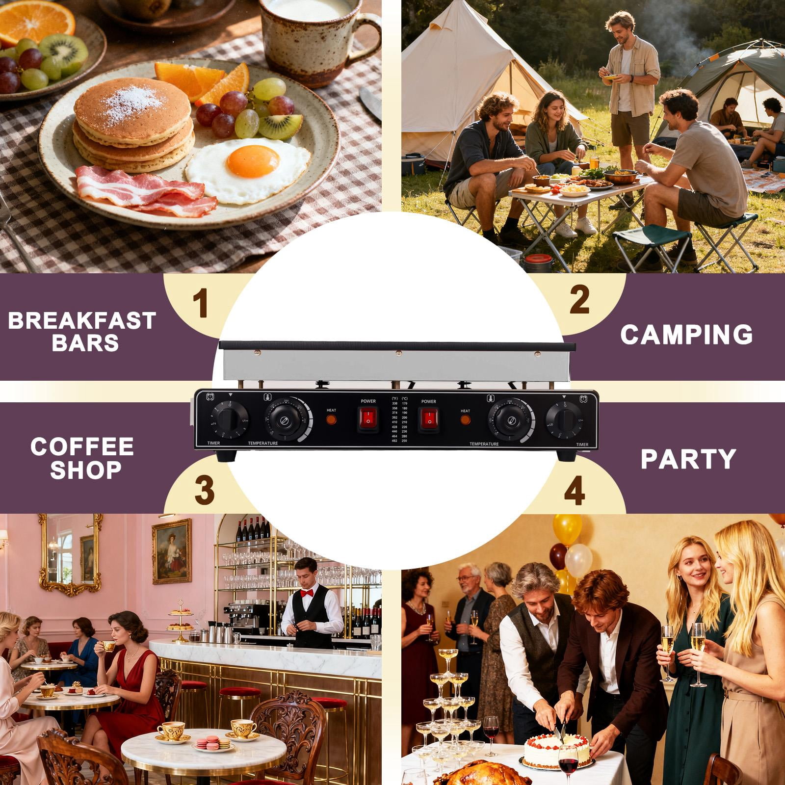 50PCS Muffin Waffle Maker,Pancake Machine With 110V Plug,Fast Preheating And Dual Zone Control,Mini Pancake Maker For Night Market Or Coffee Shop,201 Stainless Steel