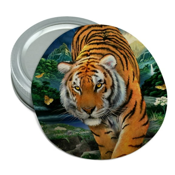 Tiger Stalking at Sunset Butterflies Round Rubber Non-Slip Jar Gripper Lid Opener