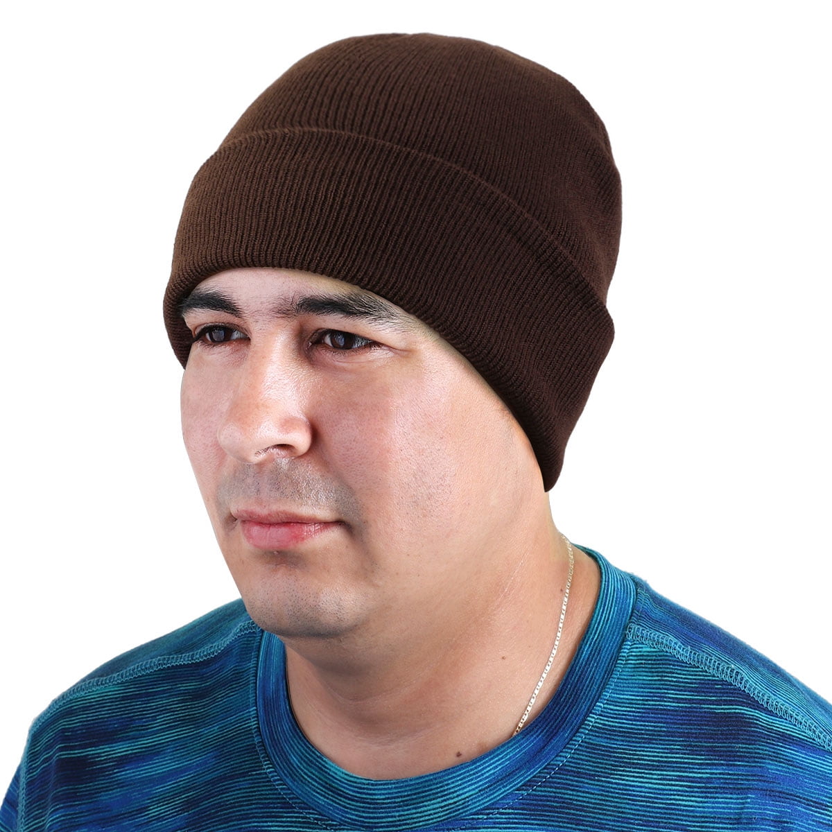 12 Pack Wholesale Winter Beanie Hat Unisex Bulk Skull Knitted Ski Cap For Cold Weather - Brown