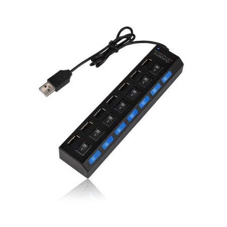 USB HUB - Super High Speed 7 Port USB 2.0 HUB Splitter Power Chord For Laptop PC Portable Hub Laptop Accessories Charge Mulitple Devices at Once! (Best Portable Usb Hub)