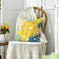 thumbnail image 5 of Sm:)e Yellow Blue Waterproof Dahlia Floral Throw Pillow Covers 18x18 Inch Set of 2, Outdoor Farmhouse Decorative Square Cushion Cases for Patio, Living Room, Sofa, Bed, 5 of 9
