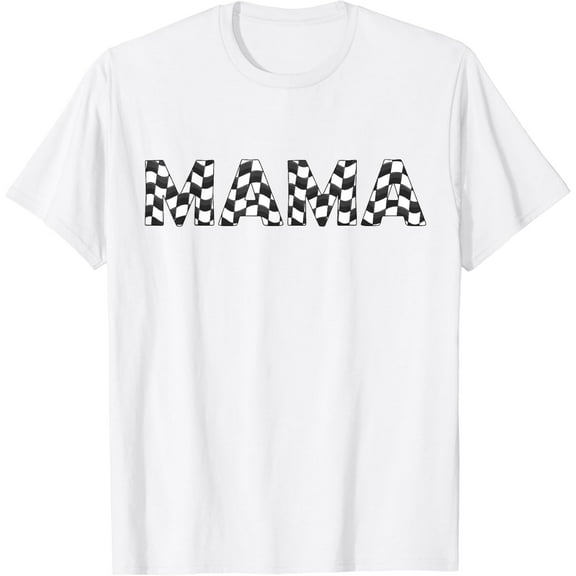 Checkered race car Mama White Black Checkerboard Women Flag T-Shirt