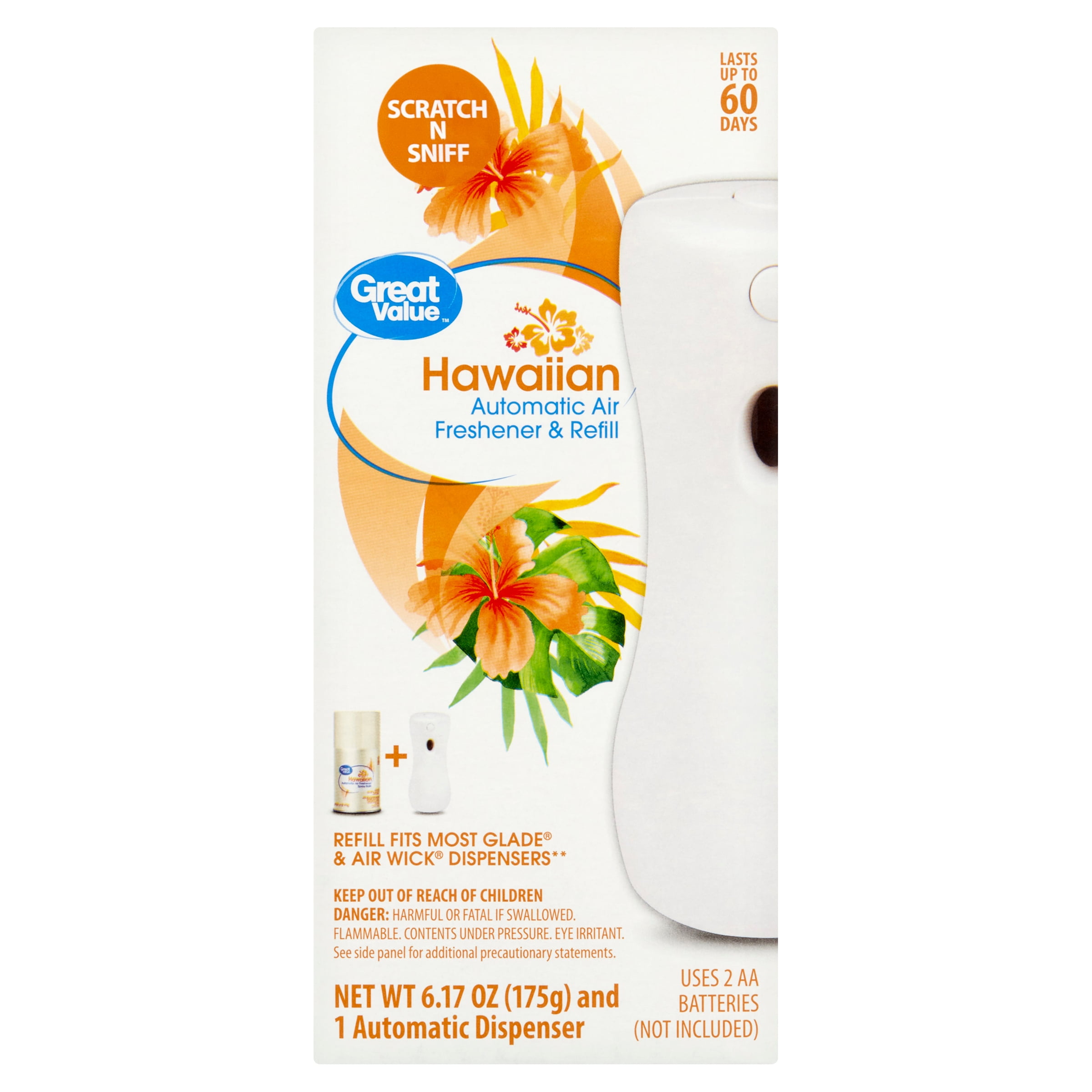 Great Value Automatic Air Freshener & Refill, Hawaiian, 6.17 Ounce