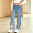 thumbnail image 2 of MuXiKeJi Clothes Baggy Jeans for Girls Cute Print Elastic Waist Wide Leg Flared Denim Pants Regular Fit Long Casual Bottoms Girls Denim Pants, 2 of 8