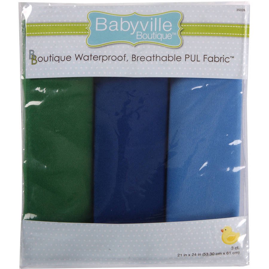 Babyville PUL Waterproof Diaper Fabric, 21" x 24" Cuts, 3pk