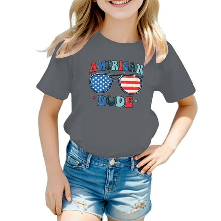 

Boys Shirts Kids Boys America Flag Shirts 4th Of July T Shirt Toddler Girls Cotton Patriotic Tops Tee Independence Day Clothes Custom T Shirts(Color:Dark Gray Size:6-7 Years)