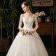 thumbnail image 4 of Vestido de novia ligero estilo francés de manga larga para novia, pequeño, blanco cremoso, sencillo, elegante, para viajes, hilo principal, 4 of 5