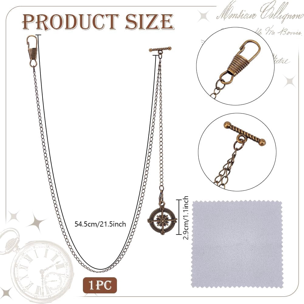 Pocket Watch Chain Suit Chain Albert Chain T Bar & Lobster Clasps