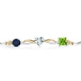thumbnail image 2 of Gem Stone King Keren Hanan 2.06 Ct Blue Sapphire Sky Blue Aquamarine 925 Silver and 10K Yellow Gold Lab Grown Diamond Bracelet for Women, 2 of 5