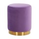 thumbnail image 1 of Otomano de terciopelo redondo de 16" Remmey de LeisureMod con base dorada LeisureMod RO15PR, 1 of 2