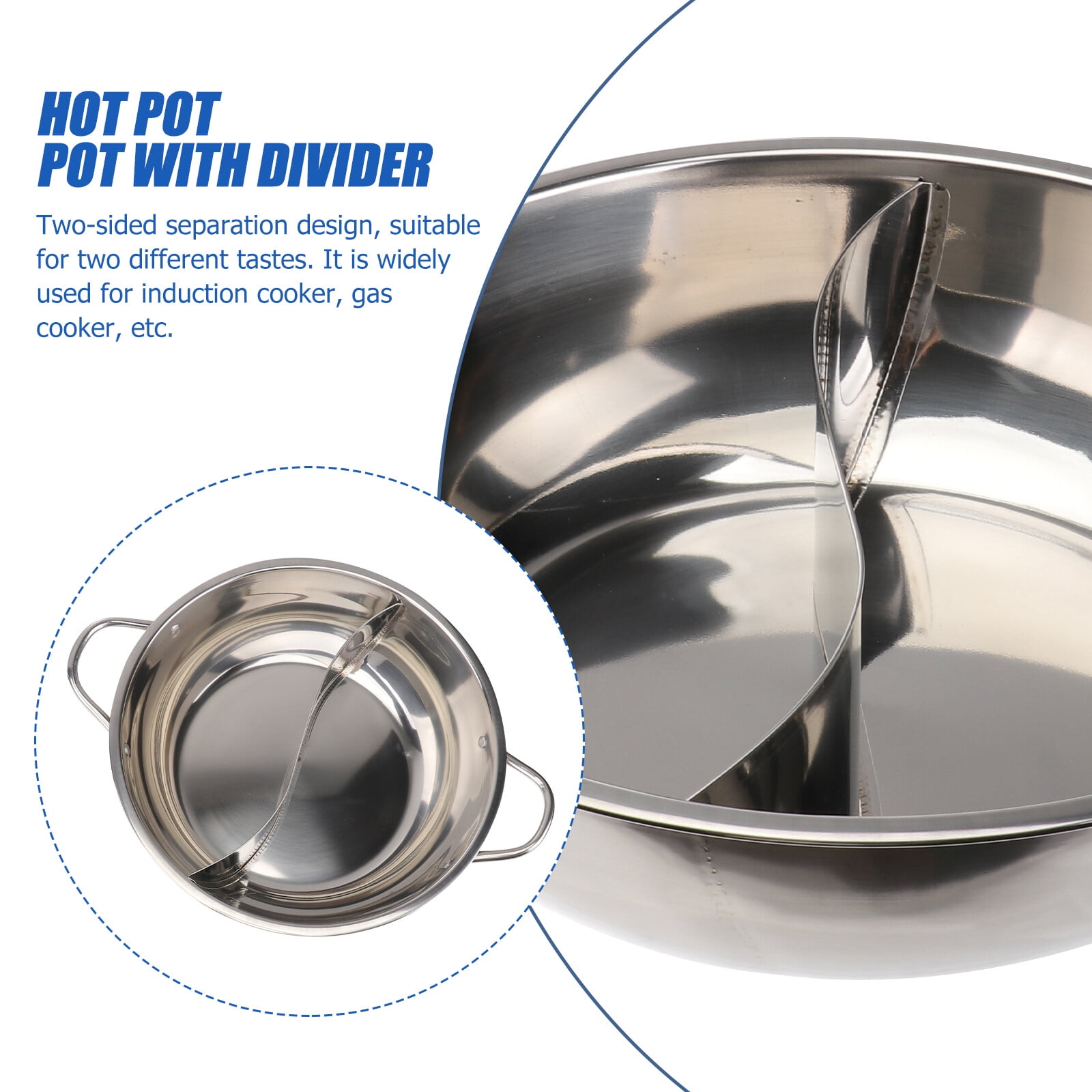 Multifunctional Induction Cooker Pot Stainless Steel Dual Hot Pot Cookware Cooking Pots with Lid 32cm