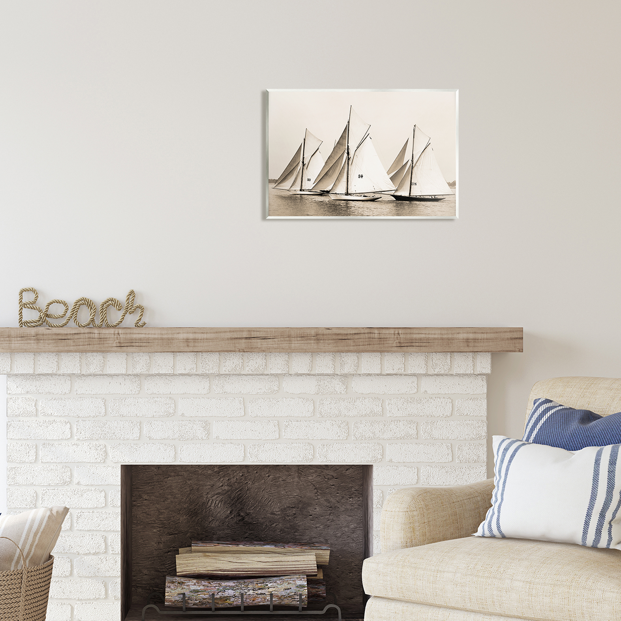 Stupell Industries Vintage Sailboat Fleet Transportation Photography Unframed Art Print Wall Art, 19 x 13